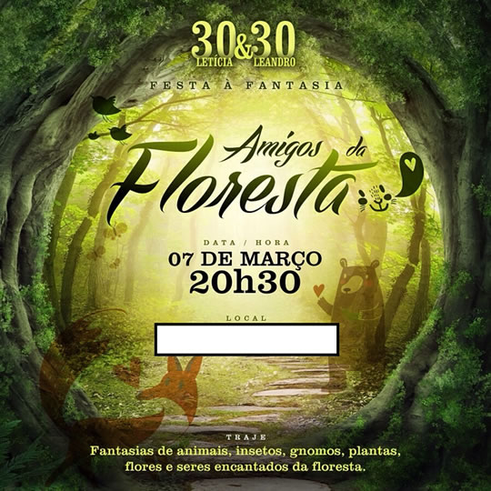 Convite Festa a fantasia aniversario 30 anos