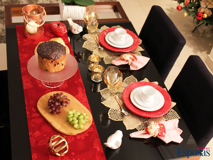 mesa de natal decoração natalina simples