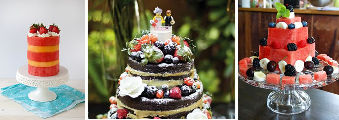 bolo bodas flores e frutas decoração